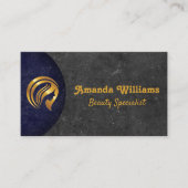 金ゴールド美しいロゴ |石板背景 名刺 (正面)