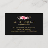 金ゴールド美容師はさみトレンディーガーリーフローラ 名刺 (裏面)