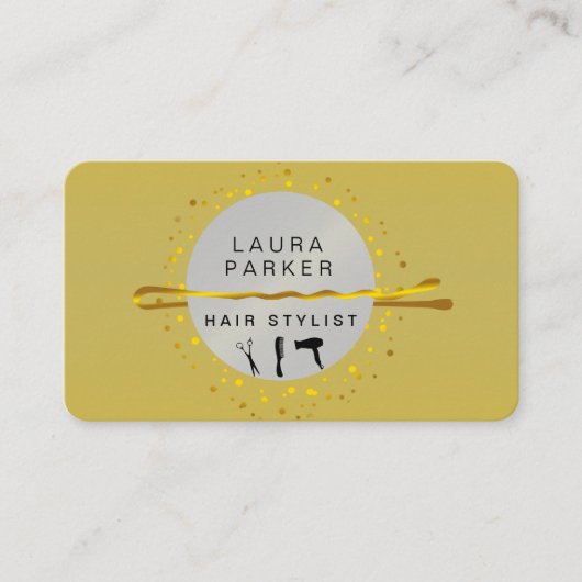 金ゴールド美容師メイクアップアーティストサロン 名刺 (正面)