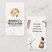 金ゴールド美容師ロゴ |大理石 名刺 (正面/裏面)