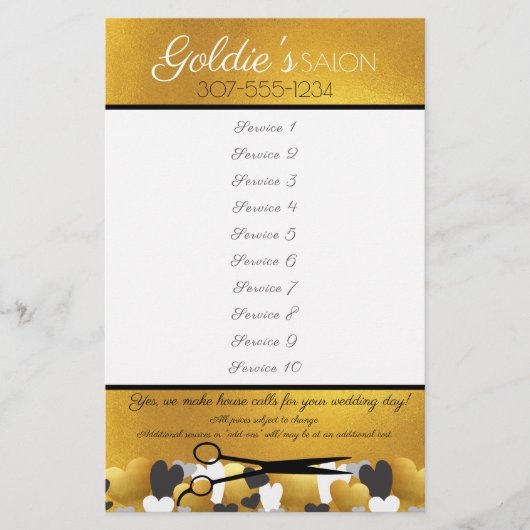 金ゴールド美容師美しいサロン価格表 チラシ (正面)