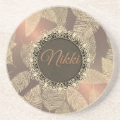 金ゴールド羽オン金ゴールドバラ パーソナライズされた コースター (正面)