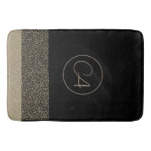 金ゴールド羽毛オンブラックモノグラムバスタオルセットこうもり バスマット (正面)