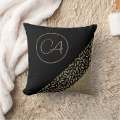 金ゴールド羽毛オンブラックモノグラムモダン クッション (ブランケット)