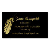 金ゴールド羽毛ペン黒クラシック公証人法 マグネット名刺 (正面)