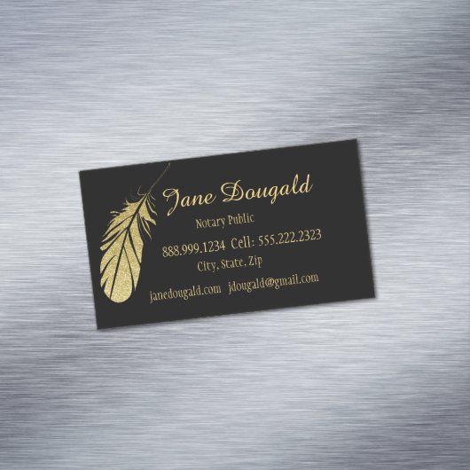 金ゴールド羽毛ペン黒クラシック公証人法 マグネット名刺 (インサイチュ)
