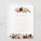 金ゴールド羽毛ボホフローラ我々はまだ誓い更新する 招待状 (正面)