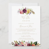 金ゴールド羽毛ボホフローラ我々は再び誓い更新 招待状 (正面)