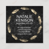 金ゴールド羽毛円 | 幾何学的パターン | モノグラム スクエア名刺 (裏面)