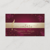 金ゴールド羽毛暗赤色公証人調印剤 名刺 (正面)