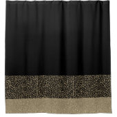 金ゴールド羽金ゴールドグリッターオンブラック シャワーカーテン (正面)