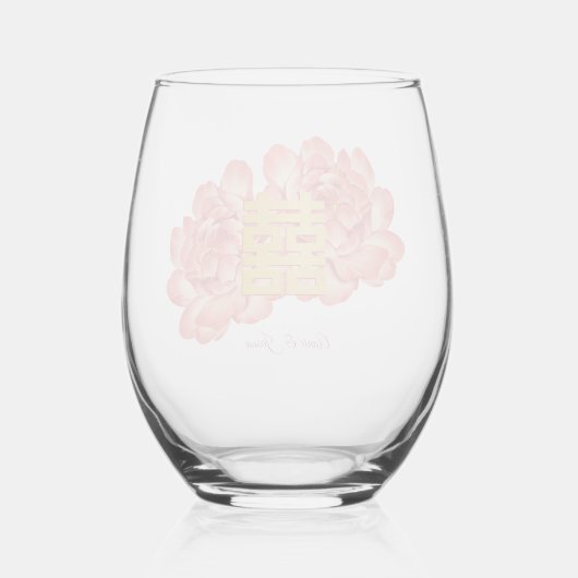 金ゴールド習牡丹中国の結婚ズ ステムなしワイングラス (裏面)