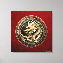 金ゴールド聖なる東龍のメダリオン キャンバスプリント