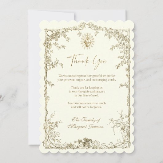 金ゴールド聖ハートイエスカトリック葬祭記念碑 サンキューカード (正面)