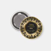 金ゴールド背景とブラックダマスク – 金ゴールド記念日 マグネット (正面/裏面)
