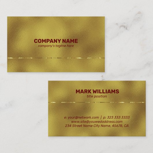 金ゴールド背景の光沢のあるメタリックアクセント 名刺 (正面/裏面)