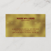 金ゴールド背景の光沢のあるメタリックアクセント 名刺 (裏面)