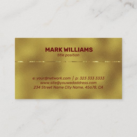 金ゴールド背景の光沢のあるメタリックアクセント 名刺 (裏面)