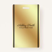 金ゴールド背景の黒ストライプ色 バッジ (正面)