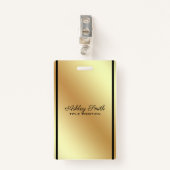 金ゴールド背景の黒ストライプ色 バッジ (正面クリップ)