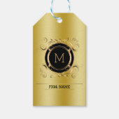 金ゴールド背景付き金ゴールドと黒枠ギフトラベル ギフトタグ (正面)