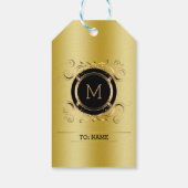 金ゴールド背景付き金ゴールドと黒枠ギフトラベル ギフトタグ (裏面)