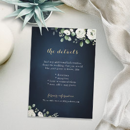 金ゴールド脚本ネイビー白フローラ結婚の詳細 エンクロージャーカード