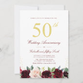 金ゴールド脚本ブルゴーニュ海軍結婚50周年 招待状 (正面)