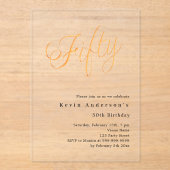 金ゴールド脚本50歳澄ん アクリル招待状 (正面)