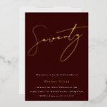 金ゴールド脚本70thバースデーパーティーBurgundy 箔招待状<br><div class="desc">金ゴールドスクリプト70th誕生日パーティブルゴーニュ箔招待状ニッチとネストストアで他の招待状を参照</div>