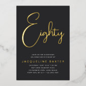 金ゴールド脚本80th誕生日パーティー 箔招待状 (正面)