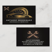 金ゴールド自動ロゴ |炭素繊維 |レンチ 名刺 (正面/裏面)