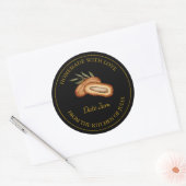 金ゴールド自家製の日付ジャムラベル |黒 ラウンドシール (封筒)