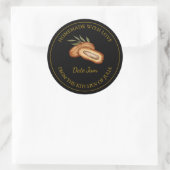 金ゴールド自家製の日付ジャムラベル |黒 ラウンドシール (バッグ)