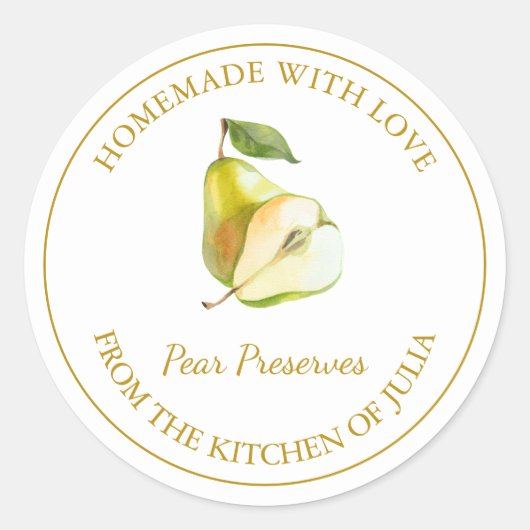 金ゴールド自家製の梨ラベルを保持 |白 ラウンドシール (正面)