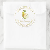 金ゴールド自家製の梨ラベルを保持 |白 ラウンドシール (バッグ)