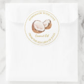 金ゴールド自家製ココナッツ油ラベル |白 ラウンドシール (バッグ)