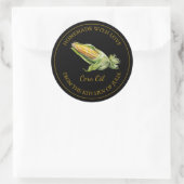 金ゴールド自家製コーン油ラベル |黒 ラウンドシール (バッグ)