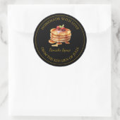 金ゴールド自家製パンケーキシロップラベル |黒 ラウンドシール (バッグ)