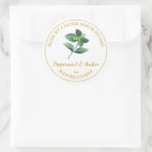 金ゴールド自家製ペパーミントキャンドルラベル |白 ラウンドシール (バッグ)