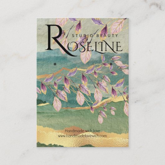 金ゴールド自然ビューパープルフラワージュエリーディスプレイ 名刺 (正面)