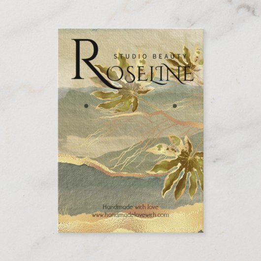 金ゴールド自然ビューパームツリージュエリーディスプレイ 名刺 (正面)