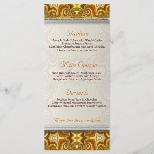 金ゴールド自然レトロボヘミアンヴィンテージウェディングメニュー メニュー (裏面)