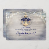 金ゴールド航海のいかりは私の花嫁になる 招待状 (正面/裏面)