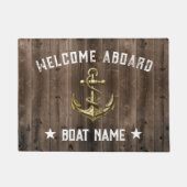 金ゴールド航海のいかりウッドウェルカムアボードボート ドアマット (正面)