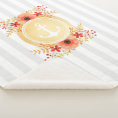 金ゴールド航海のいかり水彩フローラ ストライプの シェルパブランケット (3/4)