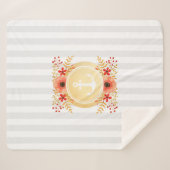 金ゴールド航海のいかり水彩フローラ ストライプの シェルパブランケット (正面(横))