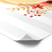 金ゴールド航海のいかり水彩フローラ ストライプの ポスター (角)