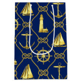 金ゴールド航海のいかり船ロープノット ミディアムペーパーバッグ (裏面)