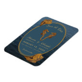 金ゴールド航海のシーホースビーチ結婚式保存日付 マグネット (左側)